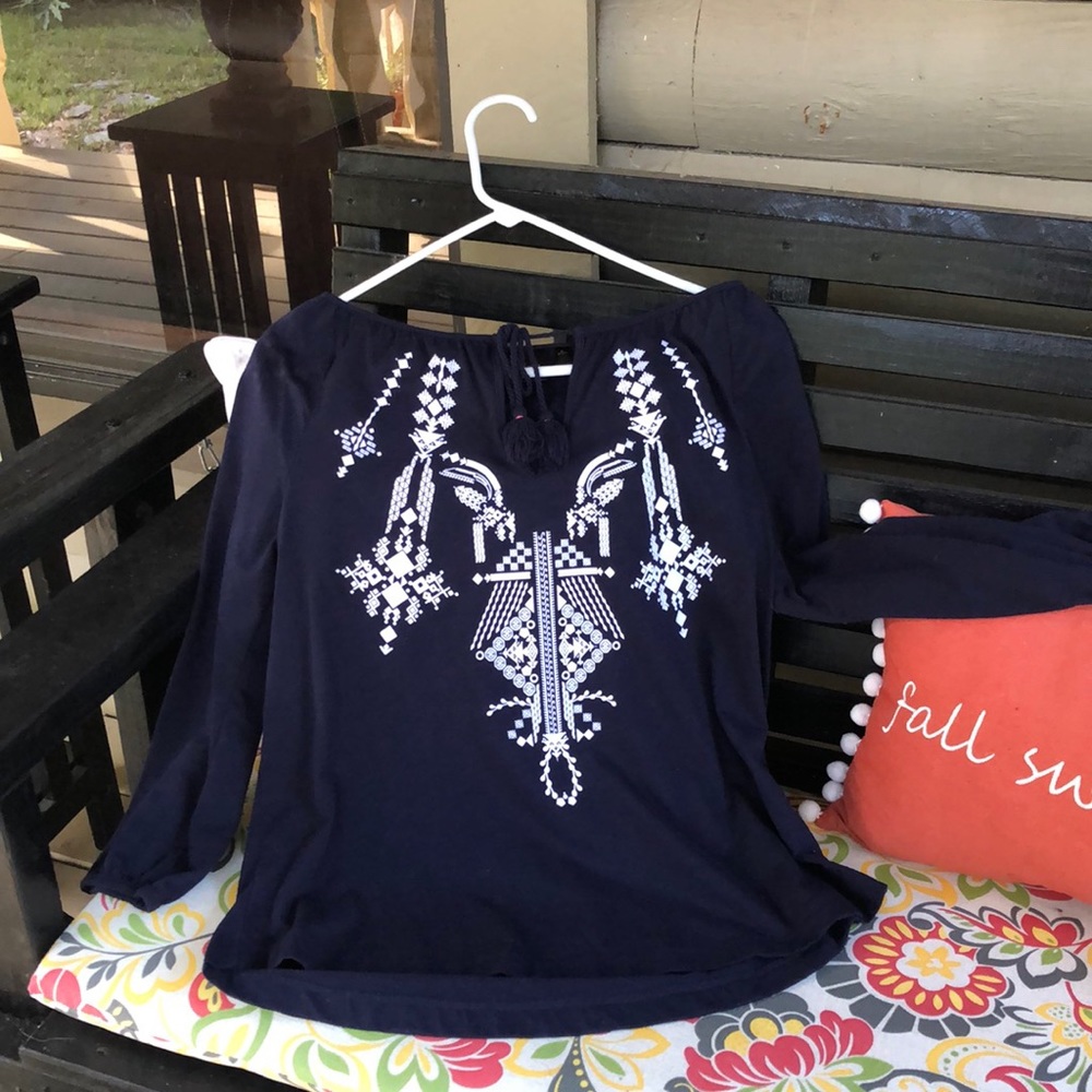 Bohemian Style long Sleeve Navy Blue